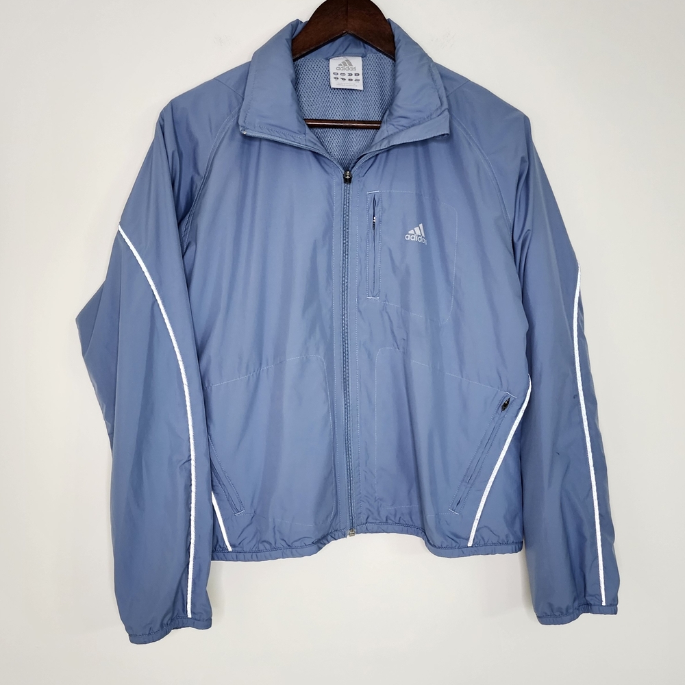 Vtg. Adidas Women's Blue Lightweight Zip-Up Jacket Med Activewear Gorpcore Y2K